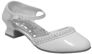 DRESS SHOES W/ DOUBLE LINE RHINSTONE & BELT BUCKLE WHITEPAT